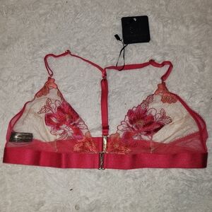 Honey birdette Christine red bralette see through lace adjustable xl lingerie